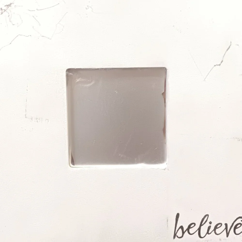 IKEA MALMA Framed Art Mirror- Square-BELIEVE-White-Gray-10x10